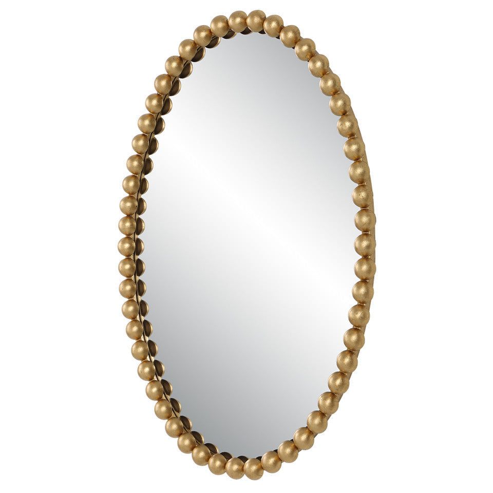 Embellished Pearl Oval Decorative Wall Mirror | Thrascher
