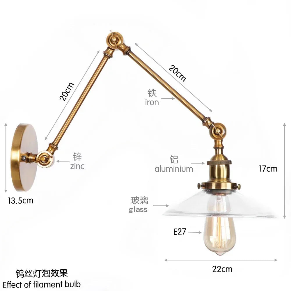 Emndola Glass Adjustable Wall Lamp