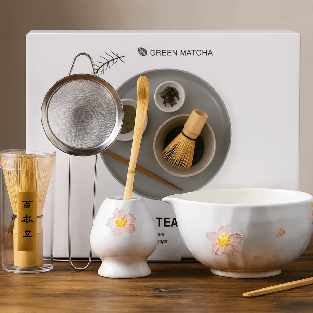 Emrorra Matcha Set – 5-Piece Cherry Blossom Kit