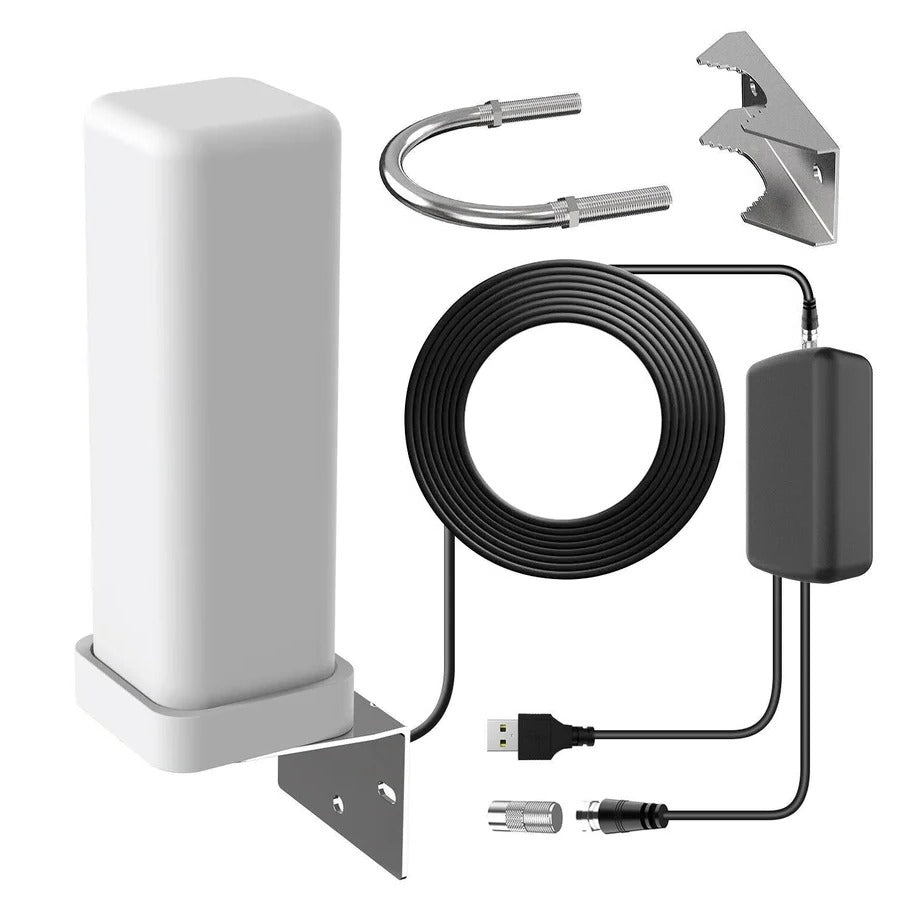 Extra Range 360° Outdoor HDTV Antenna with Signal Amplifier, UHF/VHF