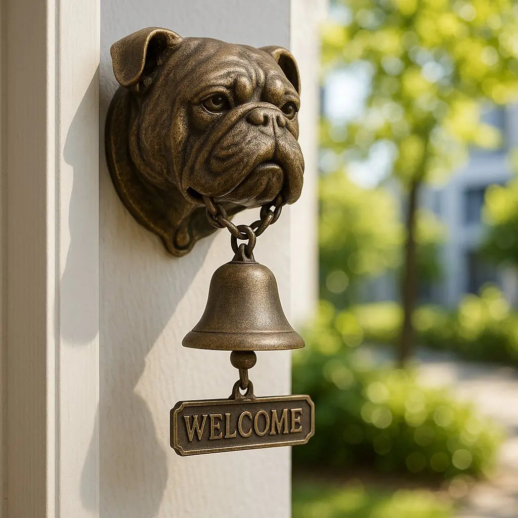 German Shepherd Bronze-Finish Wall Bell, 27 x 13 cm