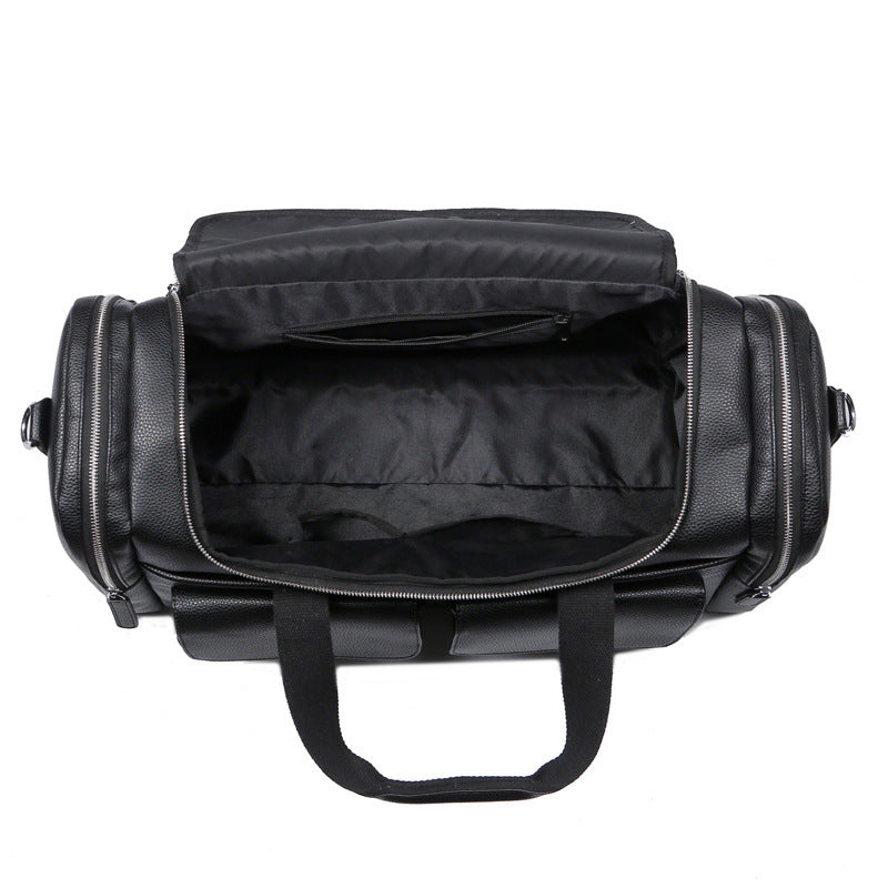 Faux Leather Travel Bag, 30 Inch, with Multiple Outer Pockets, view 3