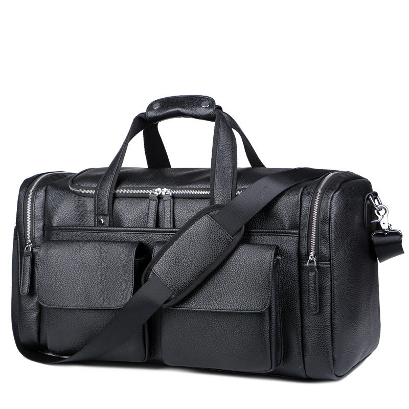 Faux Leather Travel Bag, 30 Inch, with Multiple Outer Pockets, view 5