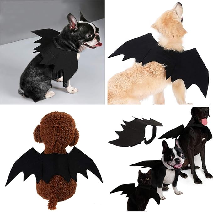 Felt Halloween Dog Costume with Bat Wings, Adjustable Straps, view 3