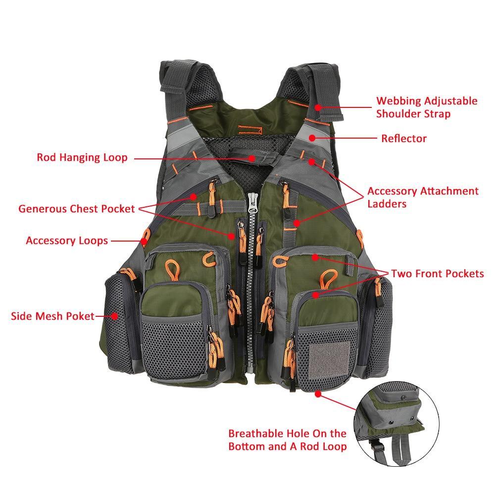 Fishing Life Vest with Replaceable EPE Foam and 11 Pockets, view 2