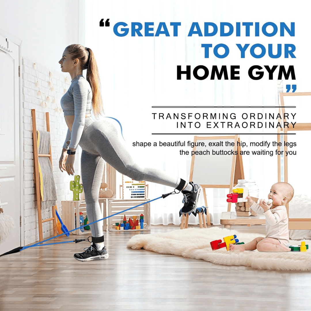 Resistance Tube Set with Handles, Ankle Straps, Door Anchor & Resistance Levels