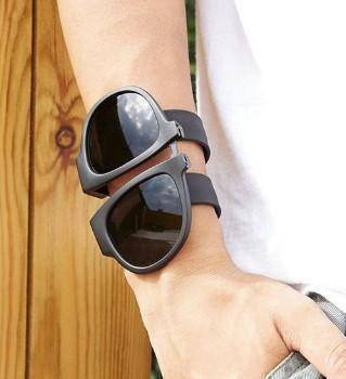 Flexible Polarized Slap-and-Fold Sunglasses, Black ABS Plastic, view 3