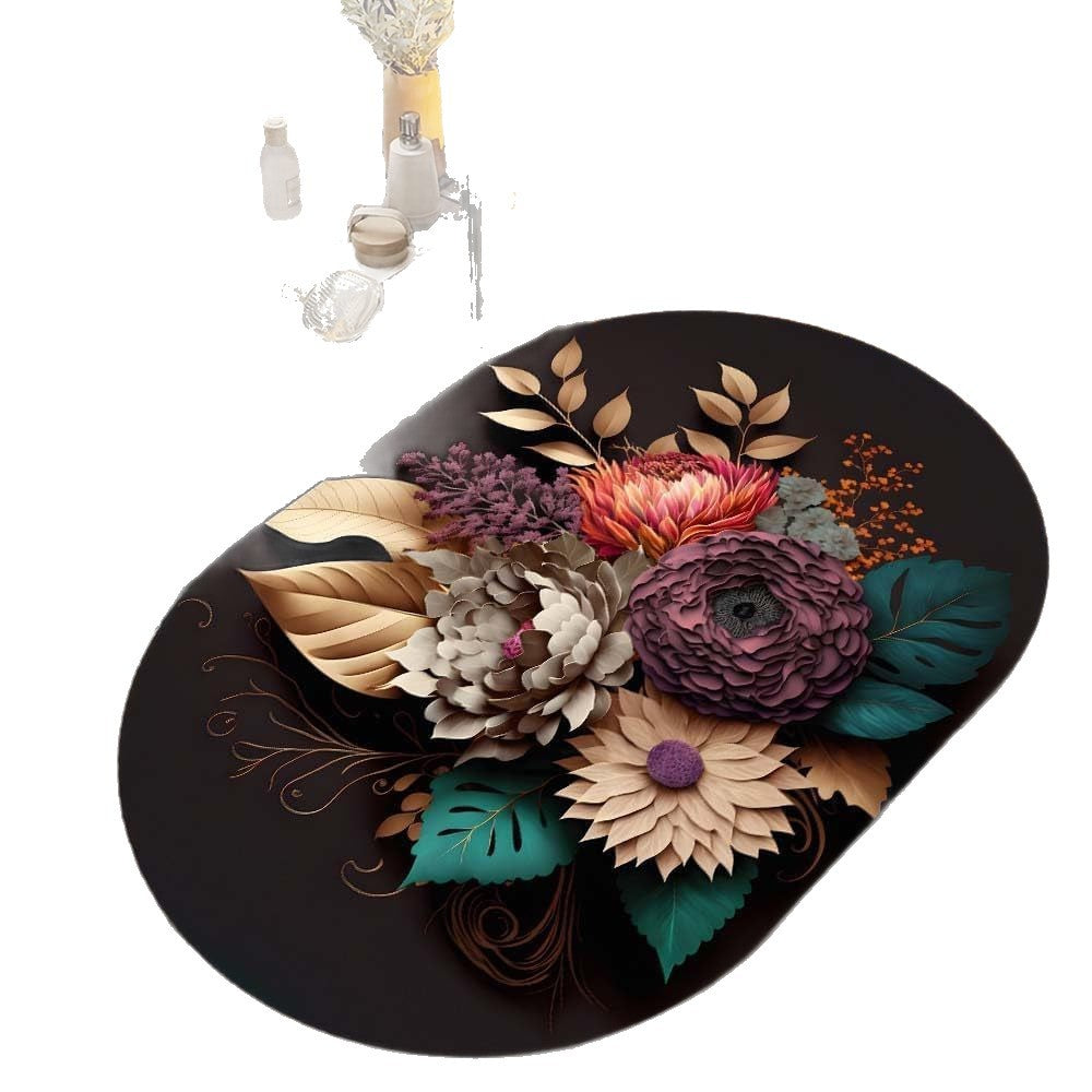 Floral Art Bath Rug | Thrascher