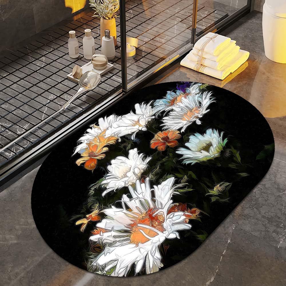 Floral Art Bath Rug | Thrascher