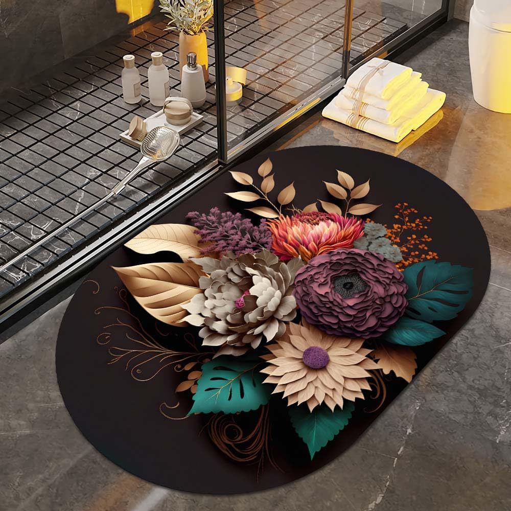 Floral Art Bath Rug | Thrascher