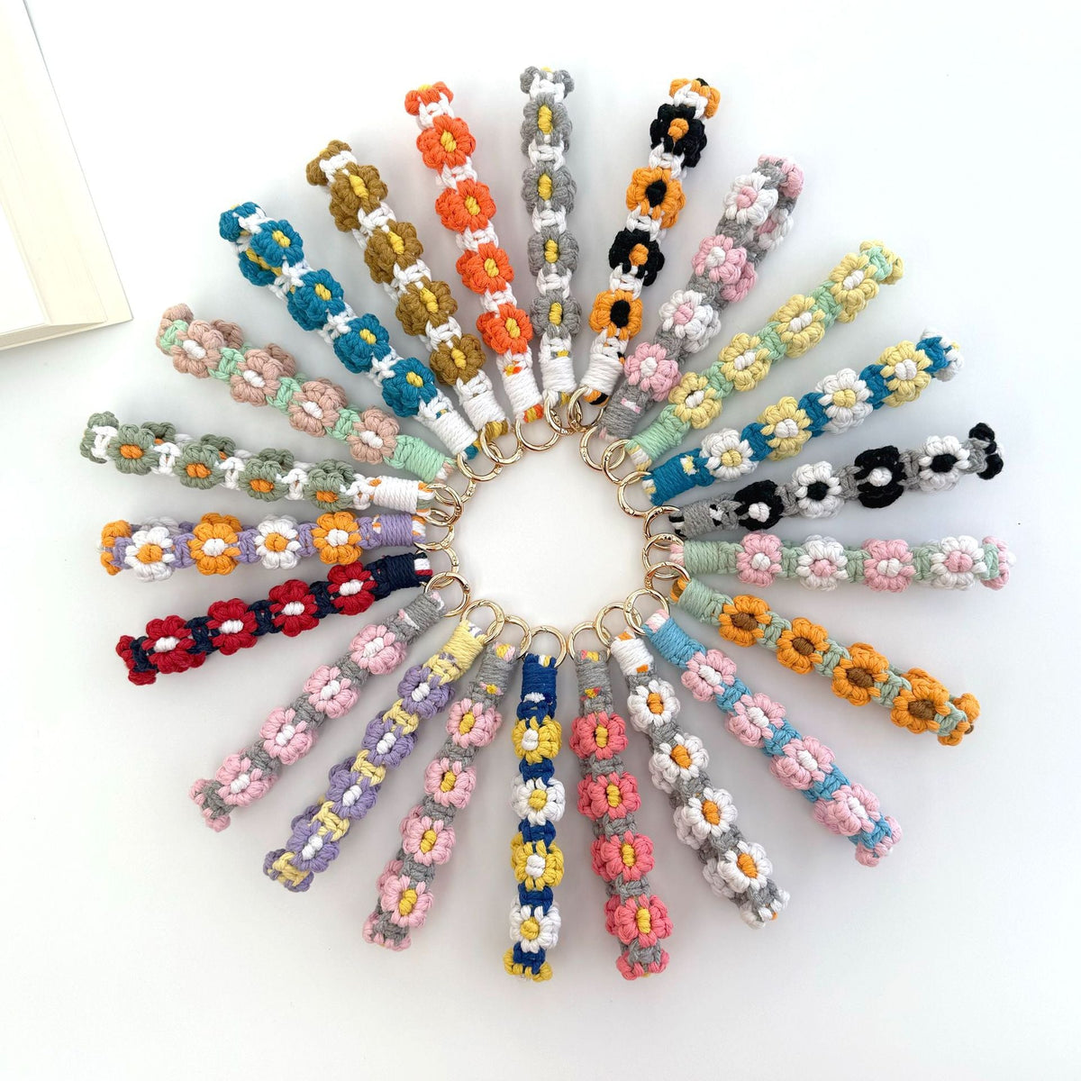 Floral Macrame Keychain Holder Red Blue | Thrascher