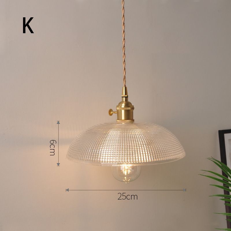 Fluted Glass Pendant Lamp with Vintage Brass Socket | Thrascher