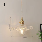Fluted Glass Pendant Lamp with Vintage Brass Socket | Thrascher