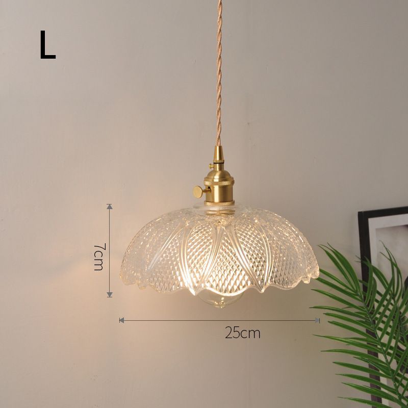 Fluted Glass Pendant Lamp with Vintage Brass Socket | Thrascher