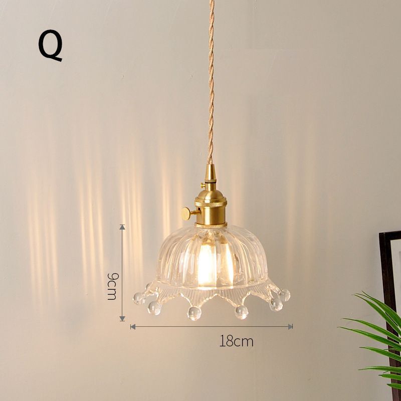 Fluted Glass Pendant Lamp with Vintage Brass Socket | Thrascher