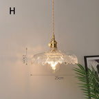Fluted Glass Pendant Lamp with Vintage Brass Socket | Thrascher