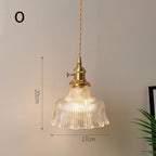 Fluted Glass Pendant Lamp with Vintage Brass Socket | Thrascher