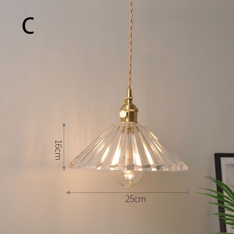 Fluted Glass Pendant Lamp with Vintage Brass Socket | Thrascher