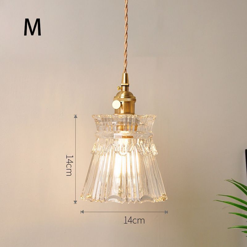 Fluted Glass Pendant Lamp with Vintage Brass Socket | Thrascher