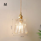 Fluted Glass Pendant Lamp with Vintage Brass Socket | Thrascher