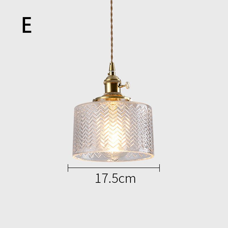 Fluted Glass Pendant Lamp with Vintage Brass Socket | Thrascher