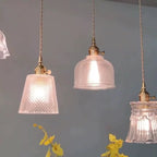 Fluted Glass Pendant Lamp with Vintage Brass Socket | Thrascher