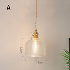 Fluted Glass Pendant Lamp with Vintage Brass Socket | Thrascher