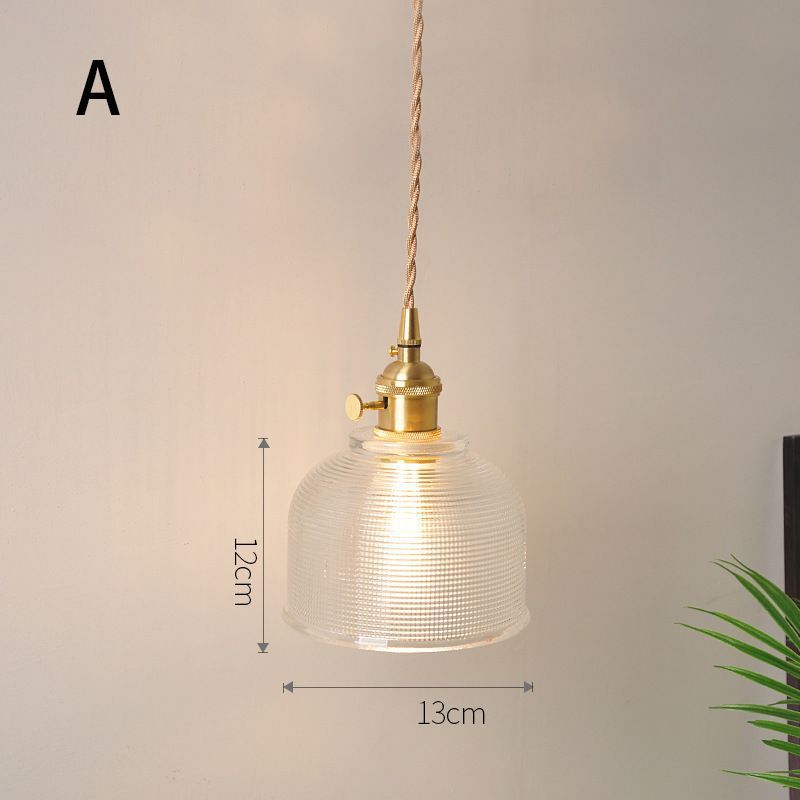 Fluted Glass Pendant Lamp with Vintage Brass Socket | Thrascher