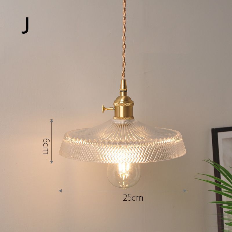 Fluted Glass Pendant Lamp with Vintage Brass Socket | Thrascher