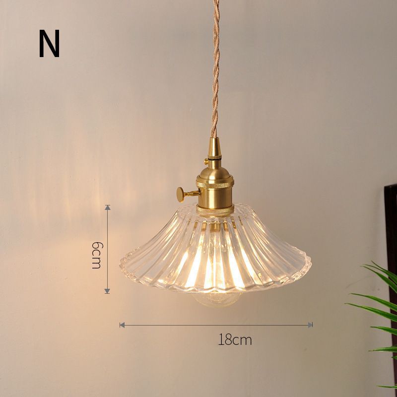 Fluted Glass Pendant Lamp with Vintage Brass Socket | Thrascher