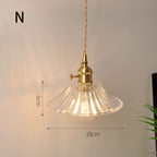 Fluted Glass Pendant Lamp with Vintage Brass Socket | Thrascher
