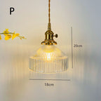 Fluted Glass Pendant Lamp with Vintage Brass Socket | Thrascher