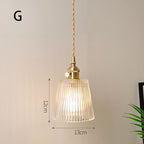 Fluted Glass Pendant Lamp with Vintage Brass Socket | Thrascher