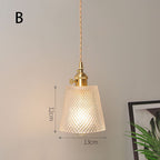 Fluted Glass Pendant Lamp with Vintage Brass Socket | Thrascher