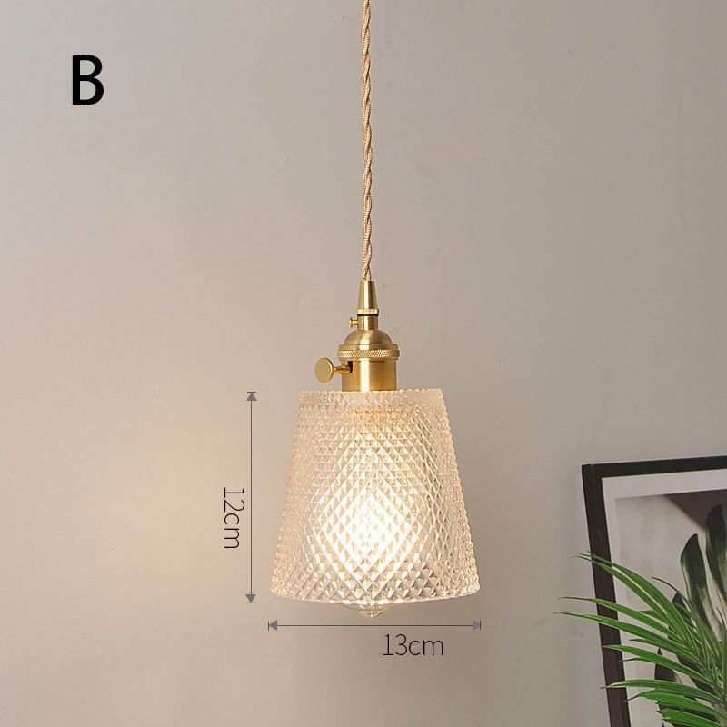 Fluted Glass Pendant Lamp with Vintage Brass Socket | Thrascher