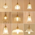 Fluted Glass Pendant Lamp with Vintage Brass Socket | Thrascher