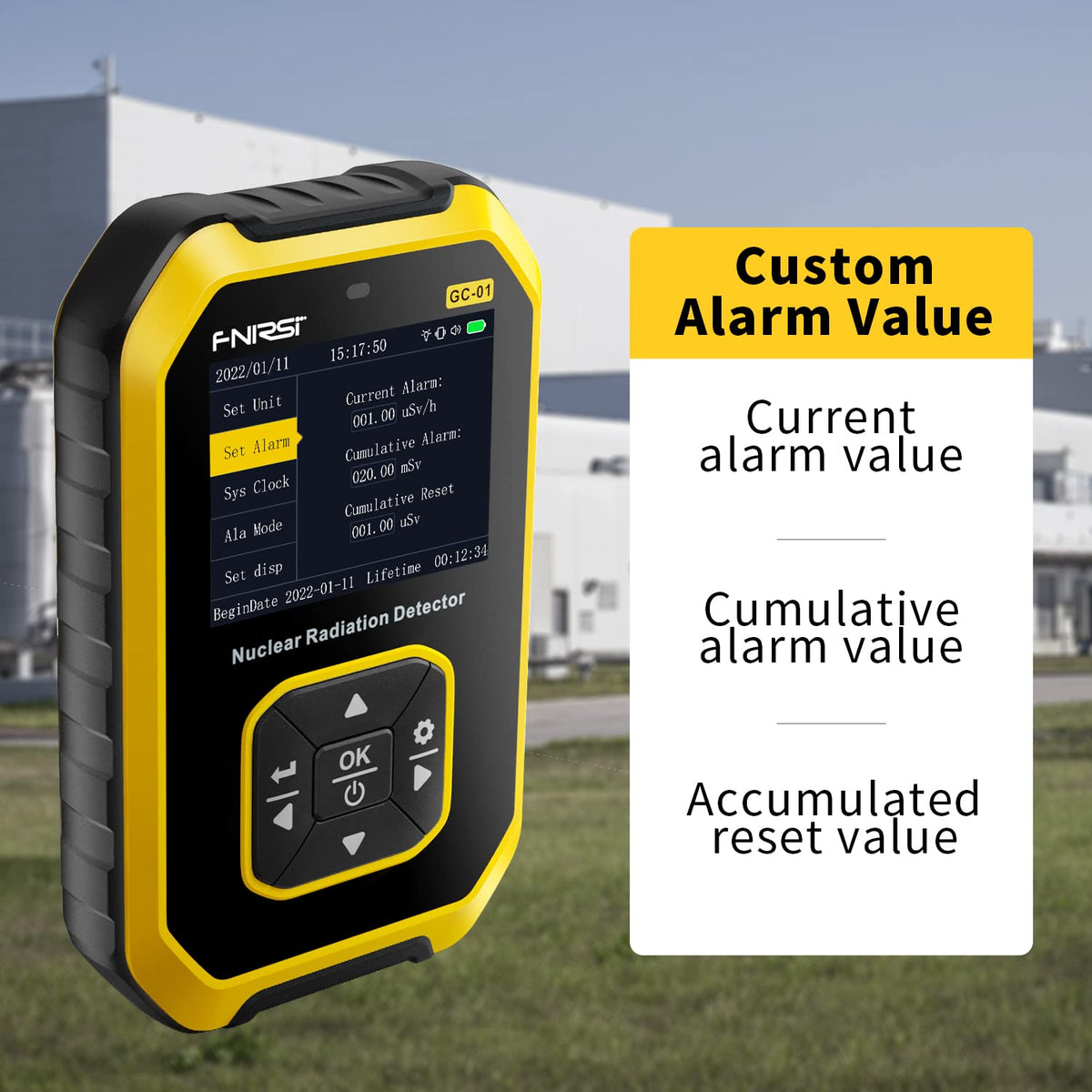 FNIRSI GC-01 Geiger Counter, Rechargeable Beta-Gamma Radiation Detector, view 4