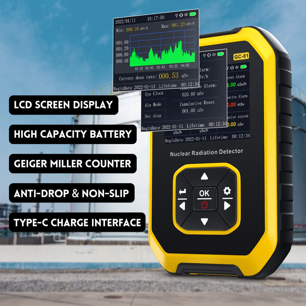 FNIRSI GC-01 Geiger Counter, Rechargeable Beta-Gamma Radiation Detector, view 5