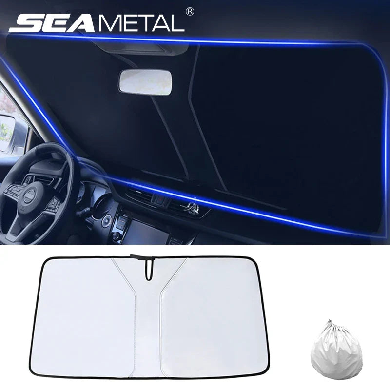 Foldable Car Windshield Sunshade, Silver Reflective Material, view 6