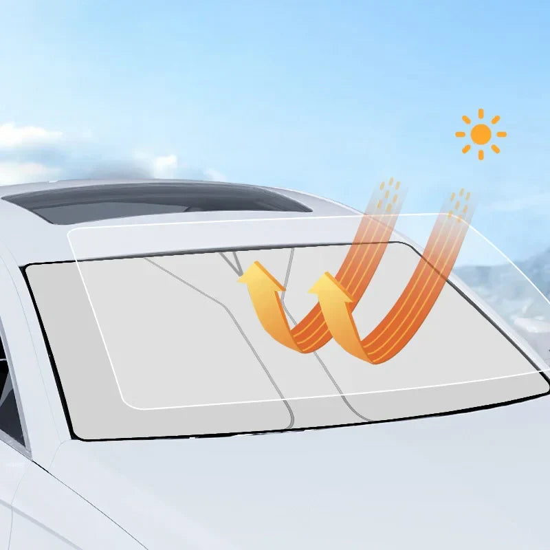 Foldable Car Windshield Sunshade, Silver Reflective Material, view 8