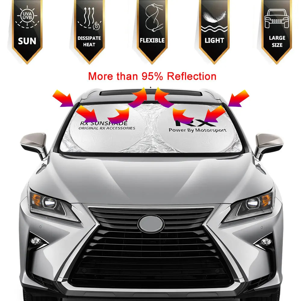 Foldable Car Windshield Sunshade, Silver Reflective Material, view 9