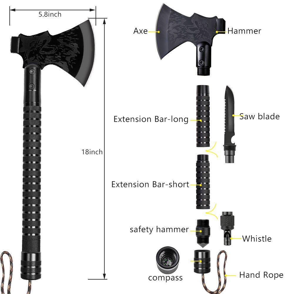 Foldable Multi-Tool Camping Axe, 17 in (43.18cm), Steel Handle, view 4