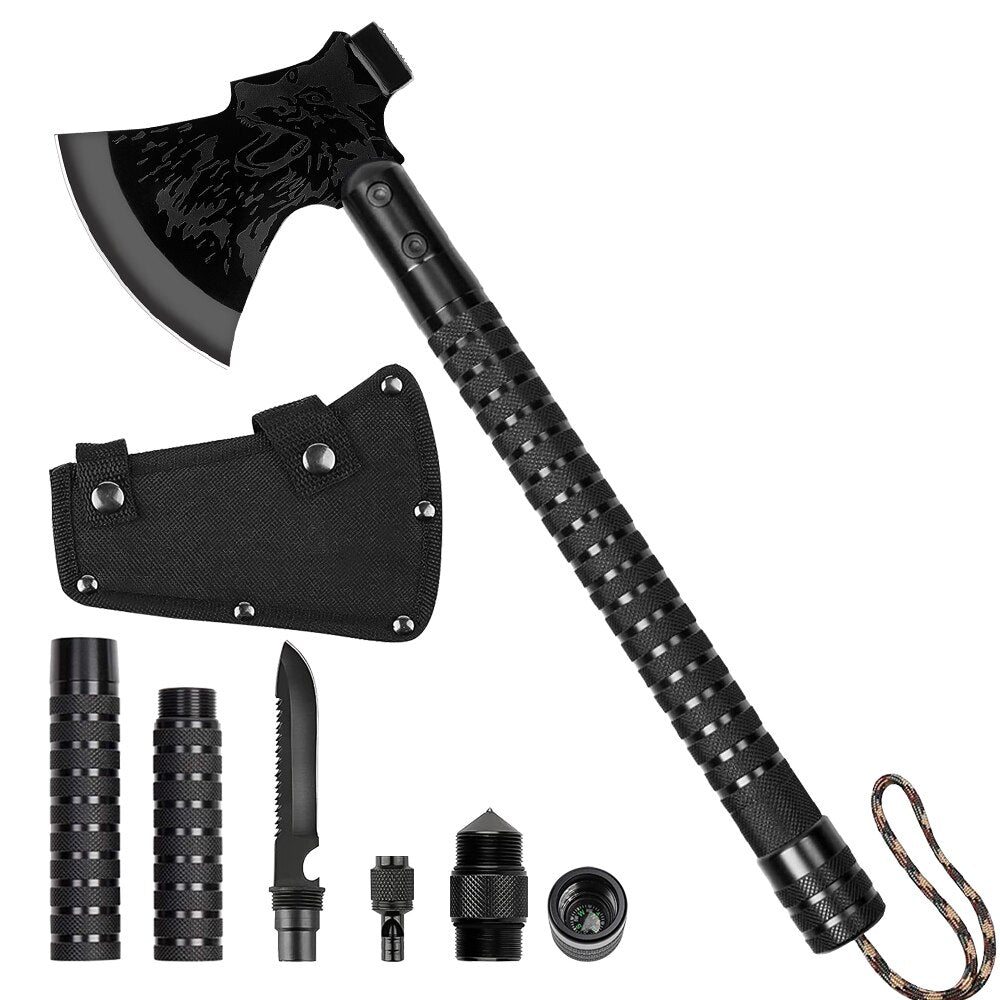 Foldable Multi-Tool Camping Axe, 17 in (43.18cm), Steel Handle