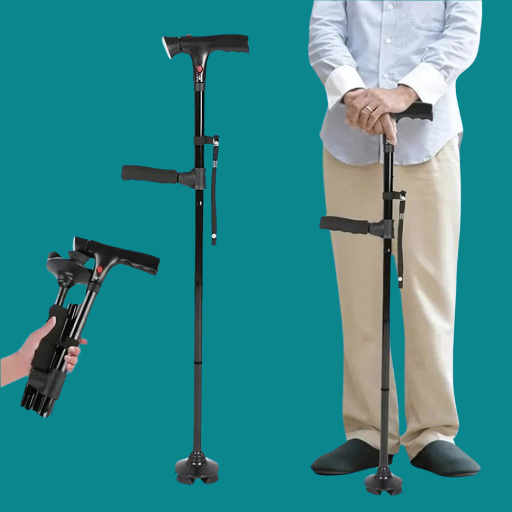 Folding Adjustable Aluminum Walking Cane with LED Light, 86–97 cm