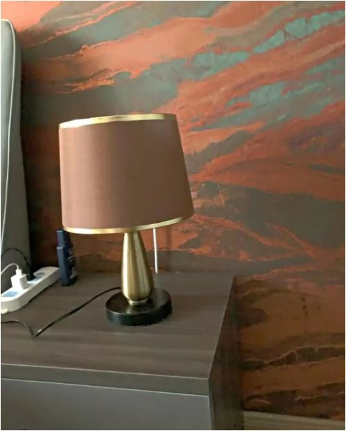 Framed Contemporary Metal and Fabric Table Lamp with Switch, view 4