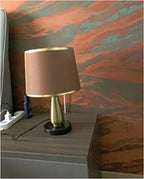 Framed Contemporary Metal and Fabric Table Lamp with Switch, view 4