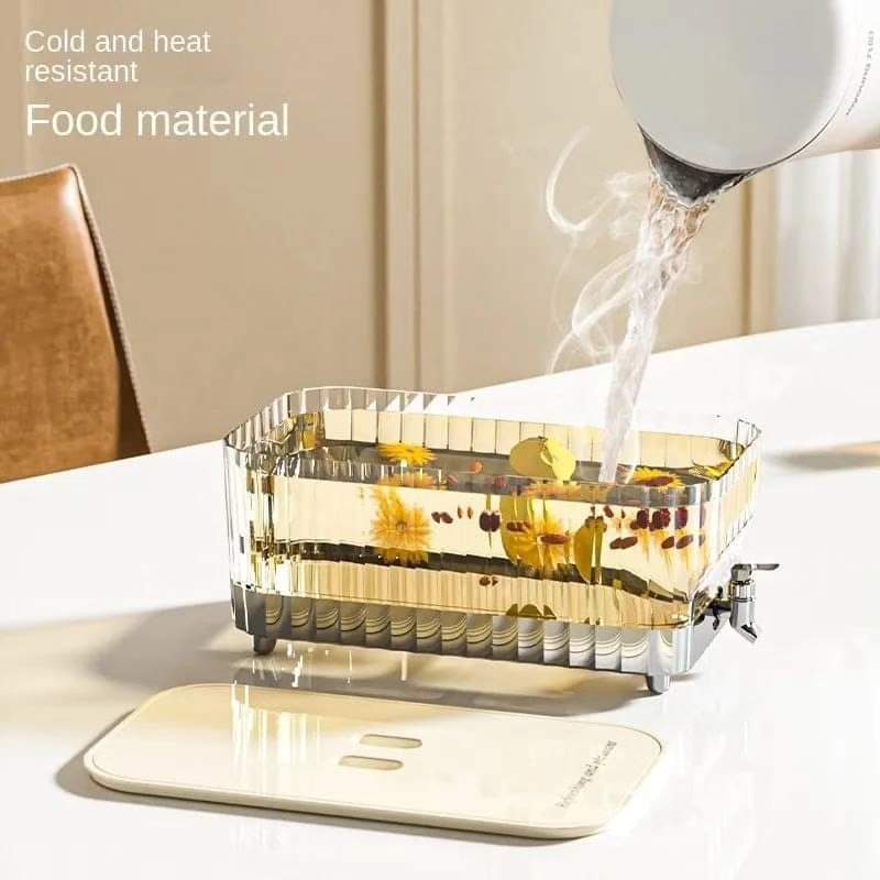 Glass Beverage Dispenser with Clamp Lid, Spout, 5.3L Capacity