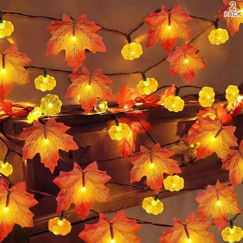 Halloween LED Pumpkin Lantern and Maple Leaf Decorative Fairy Lights | Thrascher