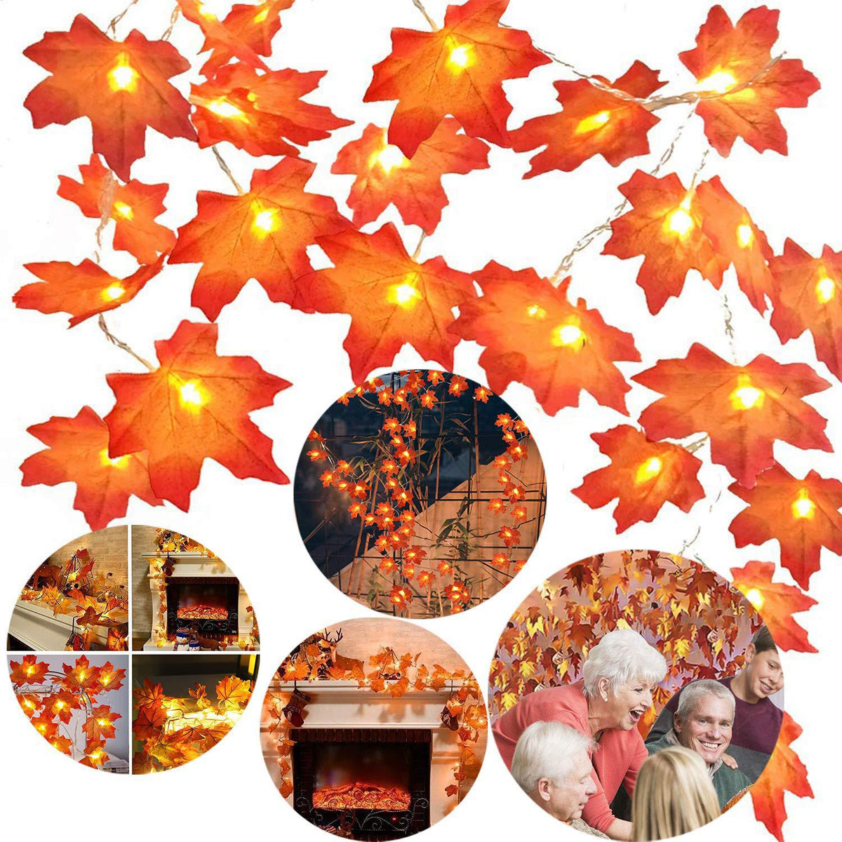 Halloween LED Pumpkin Lantern and Maple Leaf Decorative Fairy Lights | Thrascher
