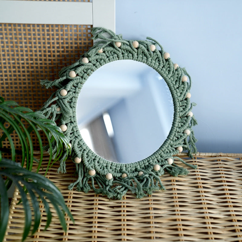 Hand-Knotted Mirror with Macrame Border | Thrascher